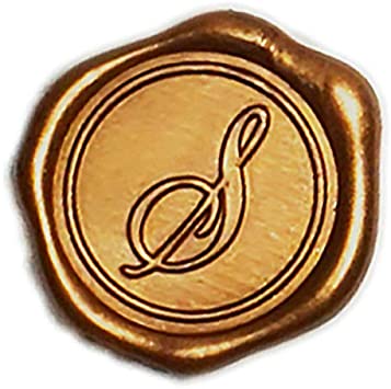 Adhesive Wax Seal Stickers 25Pk Pre-Made from Real Sealing Wax-Gold Initials (Initial S)