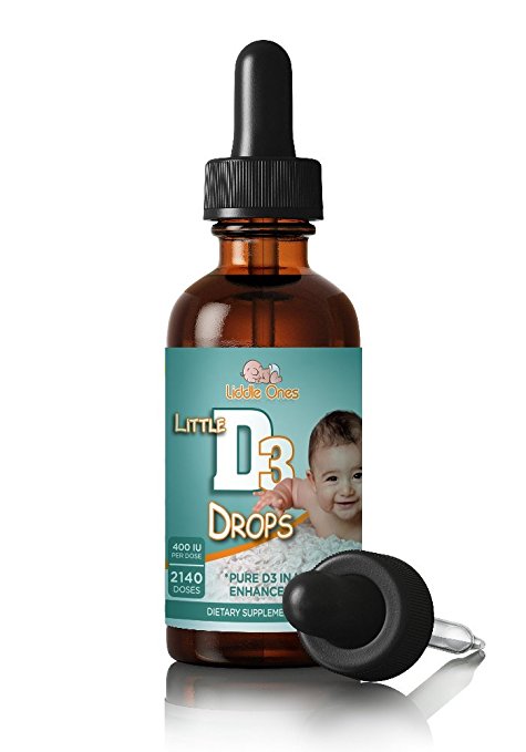 Vitamin D Drops - 400iu D3 / DROP - all NATURAL D3 in MCT base for enhanced absorption - Easy to use bulb dropper - over 2000 standard doses. USA made.