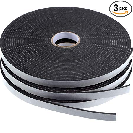 Tatuo Double Sided Foam Mounting Tape Foam Adhesive Tape Foam Seal Tape, 1/8 Inch Thick Foam Seal Strip, 3 Rolls (1/2 Inch Wide by 32.8 Feet Long Each Roll)