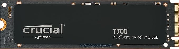 Crucial T700 2TB Gen5 NVMe M.2 SSD - Up to 12,400 MB/s - DirectStorage Enabled - CT2000T700SSD3 - Gaming, Photography, Video Editing & Design - Internal Solid State Drive