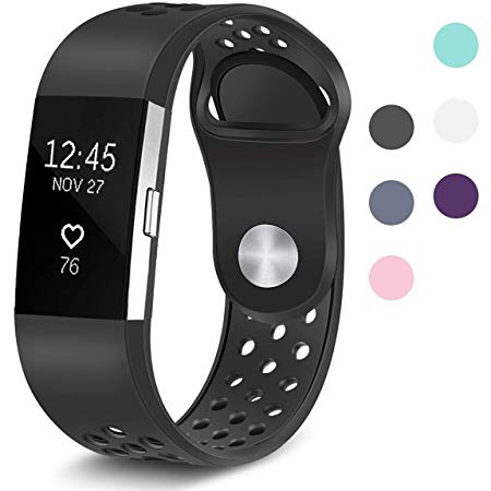 Maledan Replacement Sport Bands with Air Holes for Fitbit Charge 2