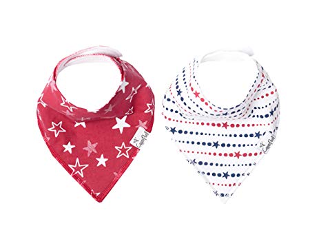 Baby Bandana Drool Bibs for Drooling and Teething 2-Pack Gift Set For Girls or Boys “Glory” by Copper Pearl