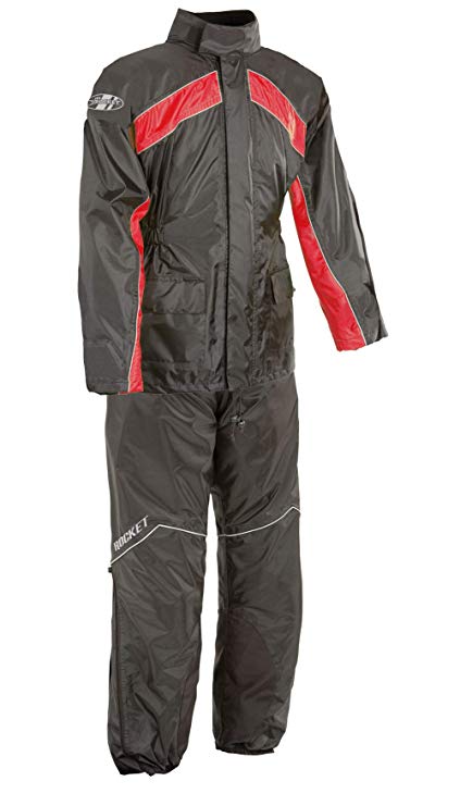 Joe Rocket 1010-1104 RS-2 Men's Motorcycle Rain Suit (Black/Red, Large)
