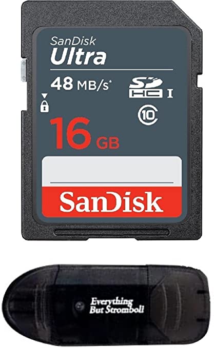 Sandisk 16GB SD SDHC Flash Memory Card works with NINTENDO 3DS DS DSI & Wii Media Kit, Nikon SLR Coolpix Camera, Kodak Easyshare, Canon Powershot, Canon EOS, comes with Everything But Stromboli Reader