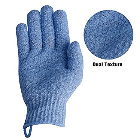 1 Pair EvridWear Medium Exfoliating Hydro Body Bath Gloves for men and women, Wash Skin Spa Foam Shower Gloves for all skin types (Moderate Exfoliating, Light blue)