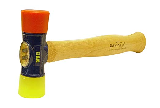 Estwing DFH12 Red and Yellow Rubber Mallet Hammer, 12-Ounce