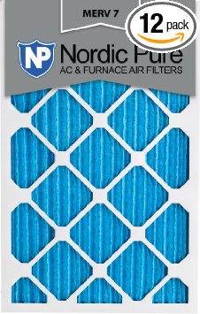 Nordic Pure 20x25x1M7-12 MERV 7 Pleated AC Furnace Air Filter, 20x25x1, Box of 12