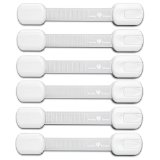 BabyKeeps Adjustable Child Safety Locks - Latches to Baby Proof Cabinets Drawers Fridge Oven Dishwasher Toilet Seat - No Tools or Drilling - NEW BONUS Reusable With Extra 3M Adhesive Included - Childproof Your Home in Style - Adorable Box Ideal For Baby Shower Gift - Ivory White - 6 Pack