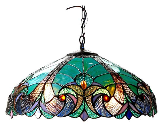 Chloe Lighting CH18780VG18-DH2 Liaison Tiffany-Style Victorian 2-Light Ceiling Pendent with Shade, 8.5 x 18 x 18", Bronze