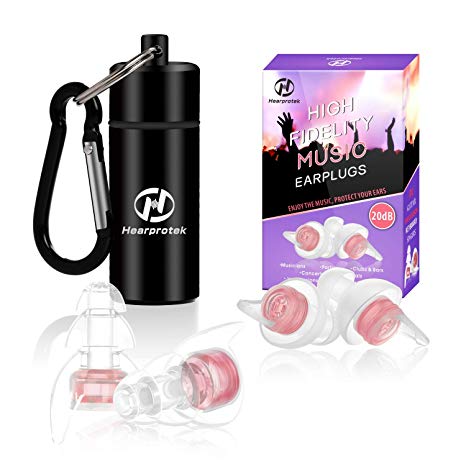 High Fidelity Music Ear Plugs for Women, Hearprotek 20db Noise Reduction Earplugs-Hearing Protection for Concert, Musicians, DJ’s, Festival, Nightclub, Office and Other Loud Events (Pink)