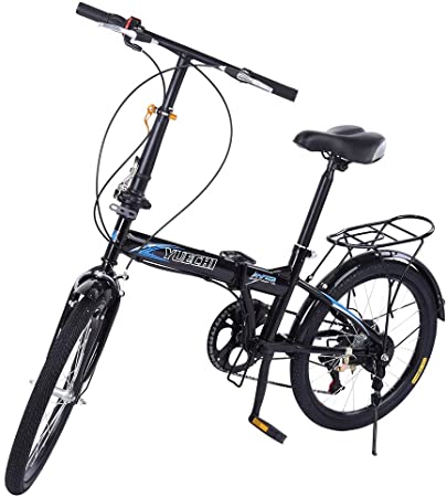 TiKingAn 20in 7 Speed ​​City Folding Mini Compact Bike Bicycle Urban Commuters for Adult Teens (Stock US)