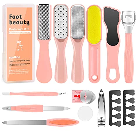 Pedicure Foot File Tools Kit - Professional Feet Corns Callus Remover Shaver Hard Dead Skin Removal Double-sided Home Professional Wet Dry Use Best Gift for Family Friends Men Women Foot Care Set