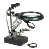 Docooler 1 X 25X 75X 10X LED Light Magnifier Helping Hand Auxiliary Clamp Alligator Clip Stand EU plug Corresponding US Converter