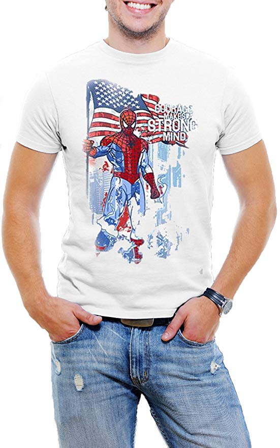 Afonie Licensed Marvel Comics Spiderman Men T-Shirt Soft Cotton Short Sleeve Tee