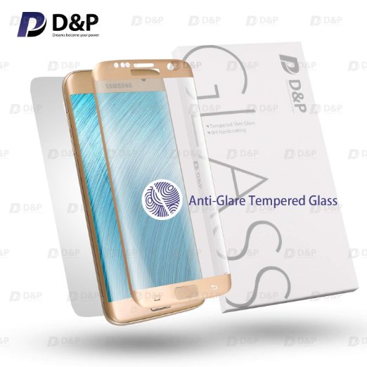 S7 Edge Screen Protector,D&P Tempered Glass Protector / 3D Curve Fit / Anti-Glare / Perfect Fit/ Anti-Fingerprint / Anti-Glow / High-Response / Anti-Bubble / Anti-Scratch[1 1 pack][Gold]