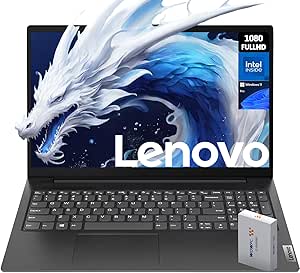 Lenovo Newest V15 Essential Laptop | 32GB RAM | 1TB SSD | 15.6" FHD (1920 x 1080) Display | Intel Quad-core Processor | Ethernet RJ-45 | Windows 11 Pro | WOWPC 500GB External HDD