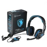 Gaming Headset Sades Sa708 Stereo Blue Gaming Headphone with Microphone for Pc Computer  With Retail Gift Box