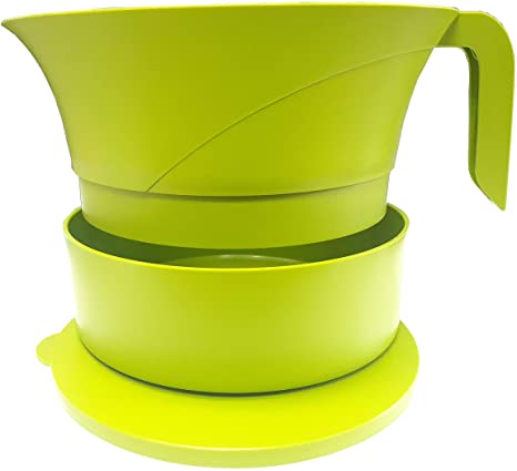 PaperlessKitchen Meat Strainer Heat Resistant Plastic Ground Beef Grease Easy Colander - Serves Up to 3lbs of Meat, Pasta, Vegetables & Jellies - 3 Pcs Set (Green)