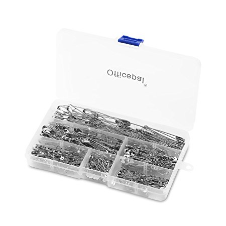 Officepal Premium Quality 6-Size Safety Pins- Top 300-Count – Durable, Rust-Resistant Nickel Plated Steel Set- Best Sewing Accessories Kit For Baby Clothing, Crafts & Arts (6-size in 1)