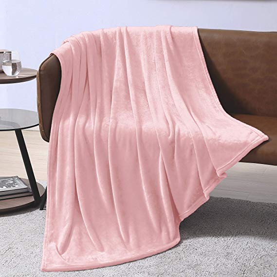 EXQ Home Fleece Blanket Twin Size Pink Throw Blanket for Couch or Bed - Super Soft Microfiber Fuzzy Flannel Blanket for Adults or Pet (Lightweight,Non Shedding)