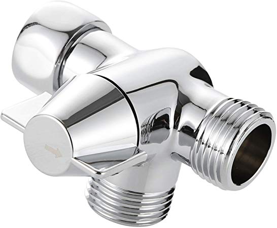 All Metal 3-Way Shower Arm Diverter Valve for Dual Shower Head Combo, Polished Chrome | Connects Both Fixed and Hand Held Showerheads To Shower Arm