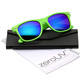 zeroUV - Retro Large Square Colored Mirror Lens Horn Rimmed Sunglasses 55mm