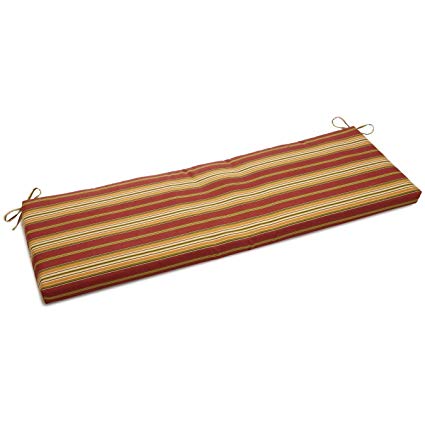 Blazing Needles Outdoor All Weather UV Resistant 3-Seater Bench Cushion, 63" x 19", Kingsley Stripe Ruby