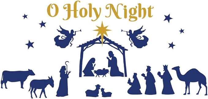 Collections Etc Nativity Scene Christmas Garage Door Magnet with Angles, Starts, Gold and Blue