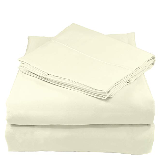 Whisper Organics 100% Organic Cotton Sheet Set, 300 Thread Count - GOTS Certified (Full, Ivory)