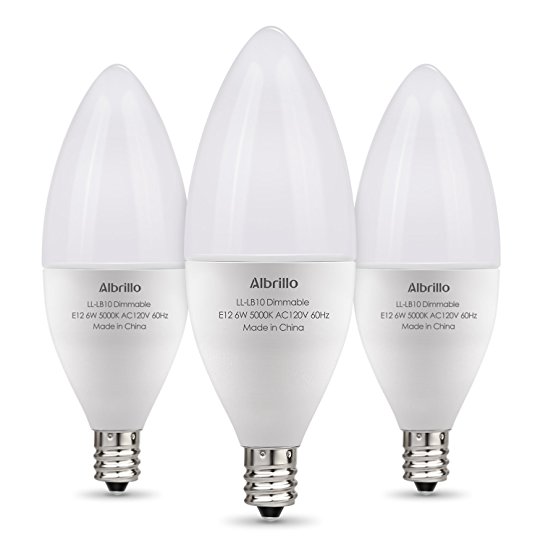 Albrillo E12 LED Bulb Dimmable Light Bulbs, 60 Watt Incandescent Equivalent, Bright White 5000K, 3 Pack