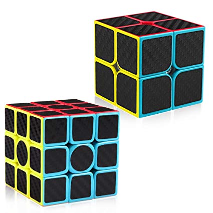 D-FantiX Carbon Fiber 2x2 3x3 Speed Cube Bundle, Magic Cube Puzzle Toys Kids