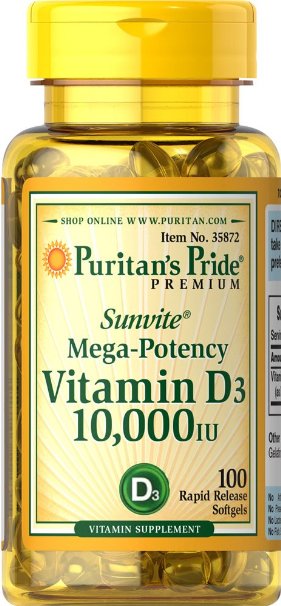 Puritan's Pride Vitamin D3 10,000 IU-100 Softgels