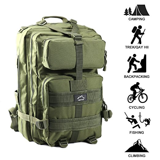 Hetto Military Tactical Backpack 40L - Hydration Backpack - Army MOLLE Bug Out Bag, Waterproof Backpack for Outdoor Hiking Camping Trekking Hunting Travel School Daypack