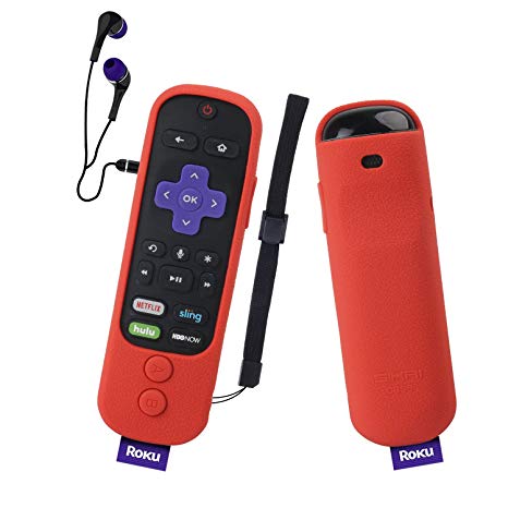 Roku Ultra Remote Case SIKAI Silicone Protective Cover for Roku Ultra with Power Button Remote Shockproof Anti-Slip Anti-Lost with Hand Strap (Red)