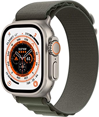 Apple Watch Ultra [GPS   Cellular 49mm] Smart Watch w/Rugged Titanium Case & Green Alpine Loop Large. Fitness Tracker, Precision GPS, Action Button, Extra-Long Battery Life, Brighter Retina Display