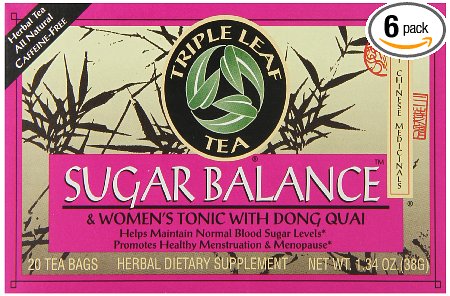 Triple Leaf Tea, Sugar Balance, 20 Tea Bags (Pack of 6)