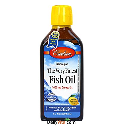 Carlson Labs The Very Finest Norwegian Fish Oil Liquid Omega-3's DHA & EPA - Lemon - 6.7 oz