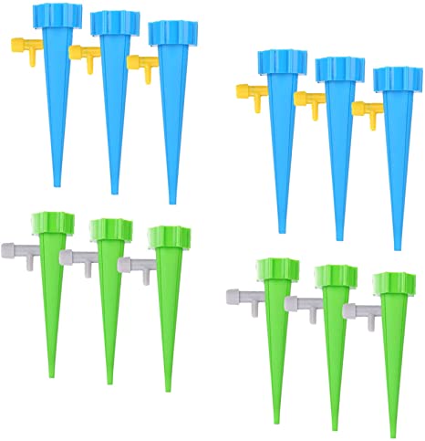 Freehawk Plant Waterer Automatic Self Watering Spikes Self Irrigation Watering System Self Drip Irrigation with Slow Release Control Valve Switch for Potted Plants (12PCS)