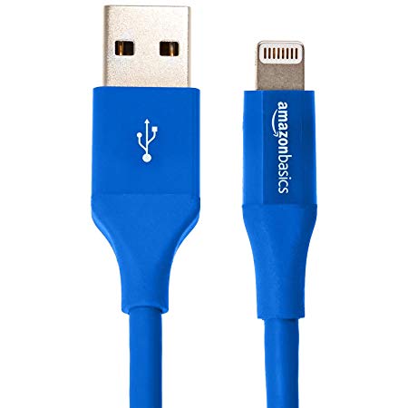 AmazonBasics USB A Cable with Lightning Connector, Advanced Collection - 6 Feet (1.8 Meters) - Single - Blue