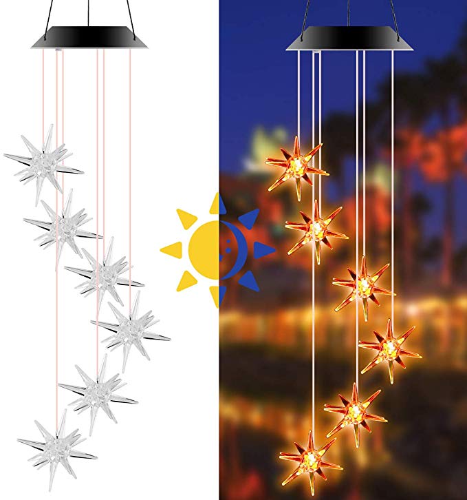SOONHUA Wind Chimes Outdoor, Solar Wind Chime Star LED Lights Color Changing, Windchimes Unique Outdoor Waterproof,Gifts for Mom,Grandma,Neighbors,Kids,for Garden Patio Home Decoration