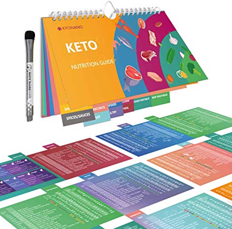 Keto Cheat Sheet Magnets 15 Page, Keto Diet for Beginners, Quick Guide Keto Products for 228 Keto Food and Snacks, Accessory for KETO Cookbook, Incl. Marker, Blank Chart, Keto Recipe for 488 Food