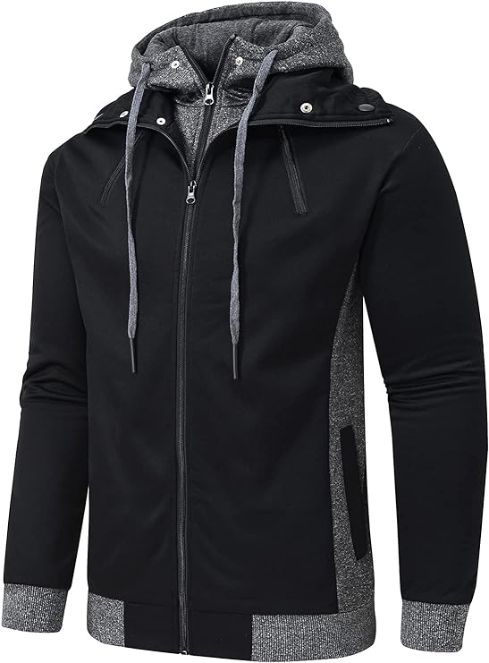 QPNGRP Mens Zipper Fleece Hoodie Sweatshirt Jacket