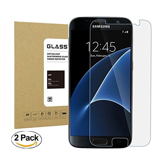 Galaxy S7 Tempered Screen Protector [2pack] Thierfy [Bubble-Free][Anti-Scratch]9H Hardness[Scratch Resistant] [Easy Installation] HD Clear Film Screen Protector for Samsung Galaxy S7