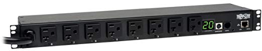 Tripp Lite Switched PDU, 20A, 8 Outlets (5-15/20R), 120V, L5-20P/5-20P Adapter, 12 ft. Cord, 1U Rack-Mount Power, TAA (PDUMH20NET2)