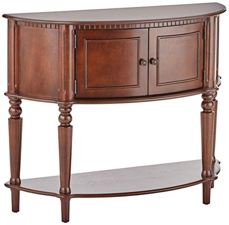 Entry Table with Curved Front and Inlay Shelf Brown