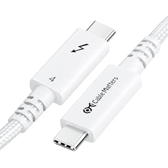 Cable Matters [Intel Certified] Braided 40Gbps Active Thunderbolt 4 Cable 6.6 ft in White with 100W Charging Power Delivery and 8K Video - Fully Compatible with Thunderbolt 3, USB 4 / USB4, and USB C