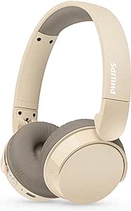 Philips TAH3209BG Casque sans Fil Supra-aural Bluetooth léger, Isolation phonique passive, 25 Heures d’autonomie, Son Naturel, appels clairs, Basses dynamiques, Recharge en 2 Heures Via USB-C - Beige