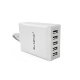 RockBirds 40W 5-Port High Speed Desktop USB Charger Smart IC Technology Family-Sized 5V8A Travel Wall Charger Power Adapter White
