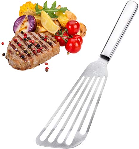 ETGtek Fish Spatula 7.5" Stainless Steel Slotted Turner Blade,Thin-Edged Design Ideal for Flipping to Enhance the Ability of Baking & Frying,Flexible Slotted Kitchen Spatula