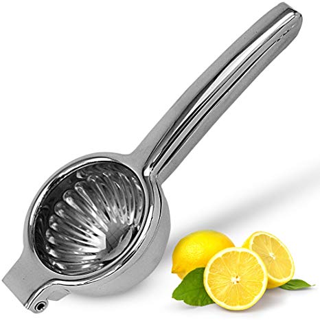 Lemon Squeezer Stainless Steel with Premium Quality Heavy Duty Solid Metal Squeezer Bowl - Large Manual Citrus Press Juicer and Lime Squeezer Stainless Steel